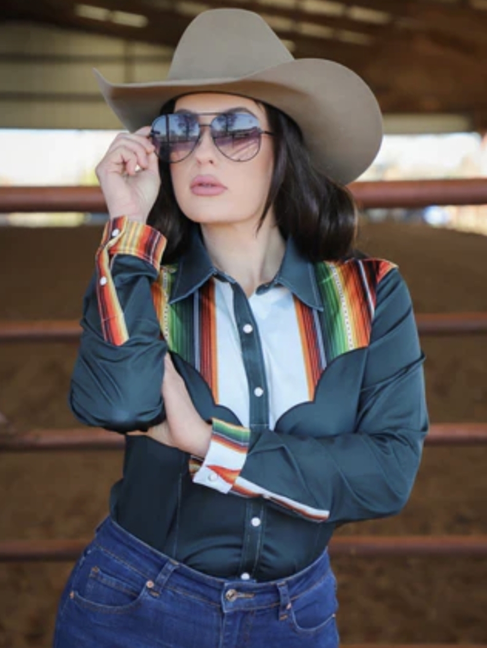 RANCH DRESS'N Fallon Taylor "Ruidoso" Green Performance Rodeo Cowgirl shirt 3XL